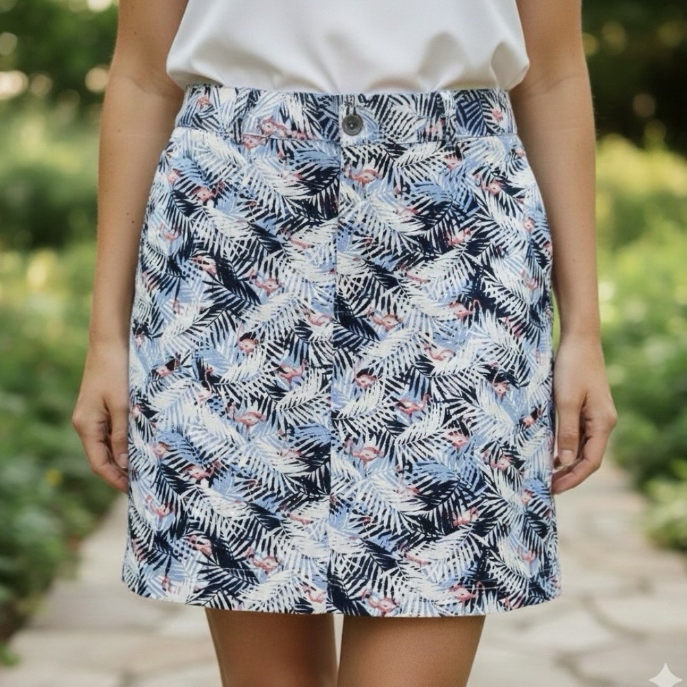 CJ Banks Flamingo Palm Leaves Tropical Skort‎ Pockets Size 22W Resort Vacation